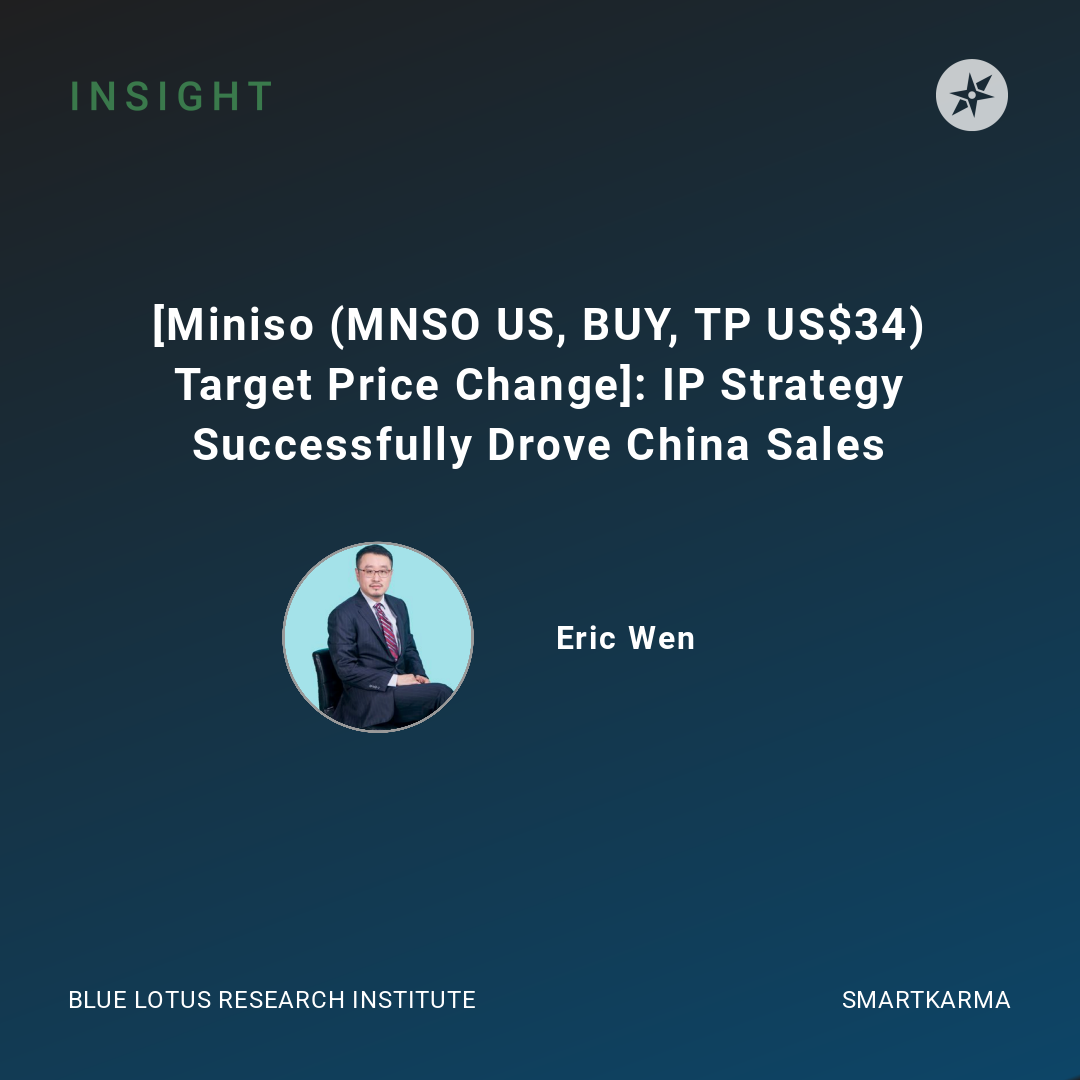 [Miniso (MNSO US, BUY, TP US34) Target Price Change] IP Strategy